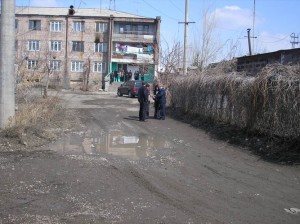 Gyumri 2 VHS student have to walk true mad to get to their school bulding  